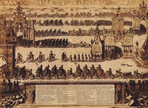 Торжественное вступление русских войск в Москву после Полтавской победы. 21 декабря 1709. Гравюра А. Зубова. 1711 год. Государственный Исторический музей, Москва