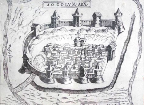 Деревянная крепость Сокол. Гравюра XVI века.