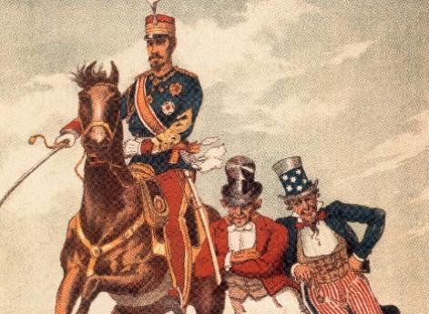 Русский плакат русско-японской войны Японский микадо и его лукавые доброжелатели. 1904 год