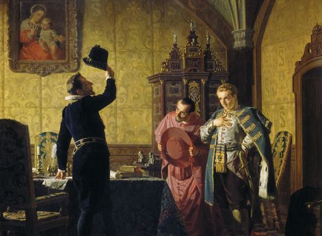 Присяга Лжедмитрия I польскому королю Сигизмунду III на введение в России католицизма. Н. Неврев. 1874 год. Саратовский государственный художественный музей им. А.Н. Радищева, Саратов