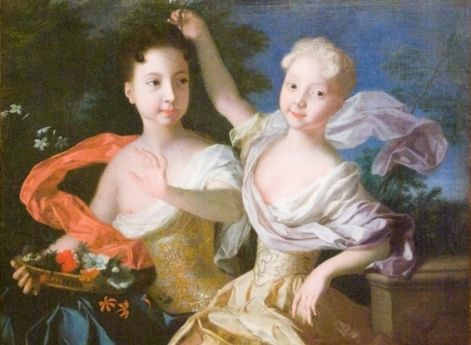 Портрет царевен Анны Петровны и Елизаветы Петровны. Л. Каравакк. 1717 год