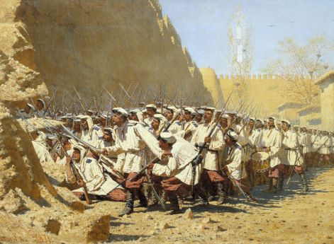 У крепостной стены. "Пусть войдут!". В.Верещагин. 1871 год