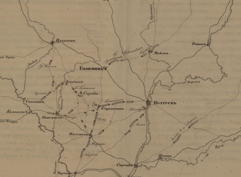 Движения войск перед сражениями при Пултуске и Голимине