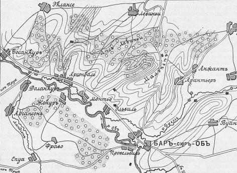 Район военных действий в январе-феврале 1814 года в окрестности города Бар-сюр-Об