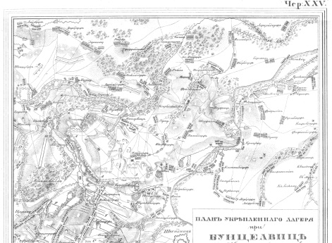Укрепленный лагерь при Бунцелвице 20 августа 1761 года с обозначением линии атаки, которая была проектирована Генералом Лаудоном 3 сентября