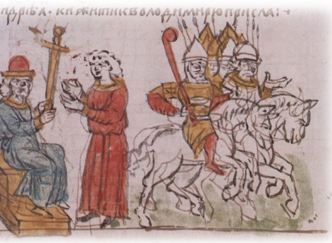 Вручение Владимиром Всеволодовичем Мономахом княжеского меча как знака власти своему сыну, Андрею Владимировичу; отъезд Андрея на княжение во Владимир Волынский.