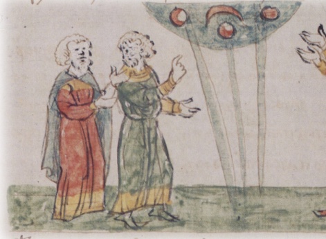 Явление народу солнечного знамения (солнечное гало изображено в виде утроенного центрального светила).