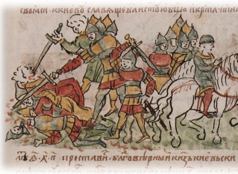 Избиение пленных половцев; возвращение Михалка Юрьевича с дружиной в Киев после разгрома половецких войск и освобождения полона.