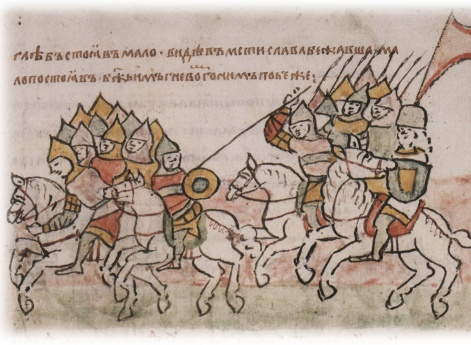 Бегство войск Глеба Ростиславича Рязанского под натиском полков Всеволода Юрьевича Владимирского.