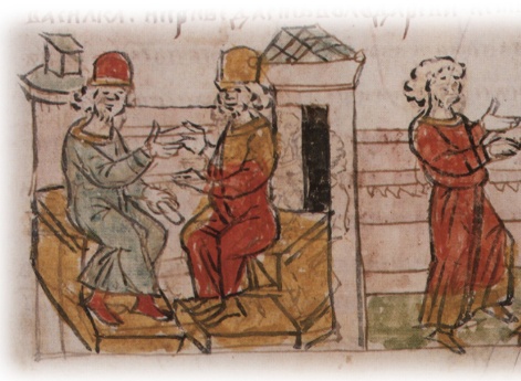 Беседа Давыда Игоревича Волынского с Володарсм Ростиславичсм Перемышльским; отправление Давыдом гонца за ослепленным Васильком Ростиславичсм Теребовльским.