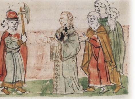 Приход Глеба Святославича Новгородского к волхву для беседы и убийство волхва Глебом