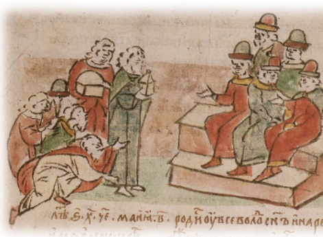 Переговоры о мире жителей Полоцка с Давыдом Ростиславичем Смоленским, Мстиславом Давыдовичем Новгородским, Васильком Володаревичем Логожским, Всеславом Васильевичем Друцким.