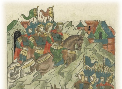 Князь Михалко Юрьевич отправляется из Чернигова в Москву на встречу с владимирцами. С ним идут его брат Всеволод Юрьевич и князь Владимир Святославич.