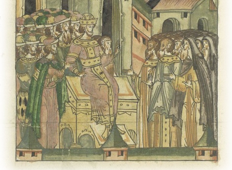 Краткое сказание о латинянах. Распад союза городов и ссоры после венчания на царство фряжского князя Карла. Сам Карл чтит законы Христа, оказывает почет архиерейскому, священническому и иноческому чину, но пришедшие с ним священники начинают тайно учить е