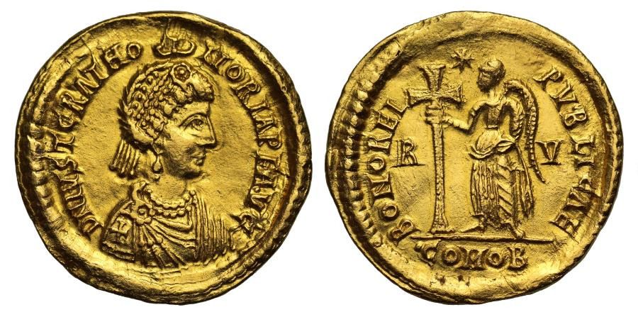 Золотой солид Юсты Граты Гонории (Justa Gratia Honoria)