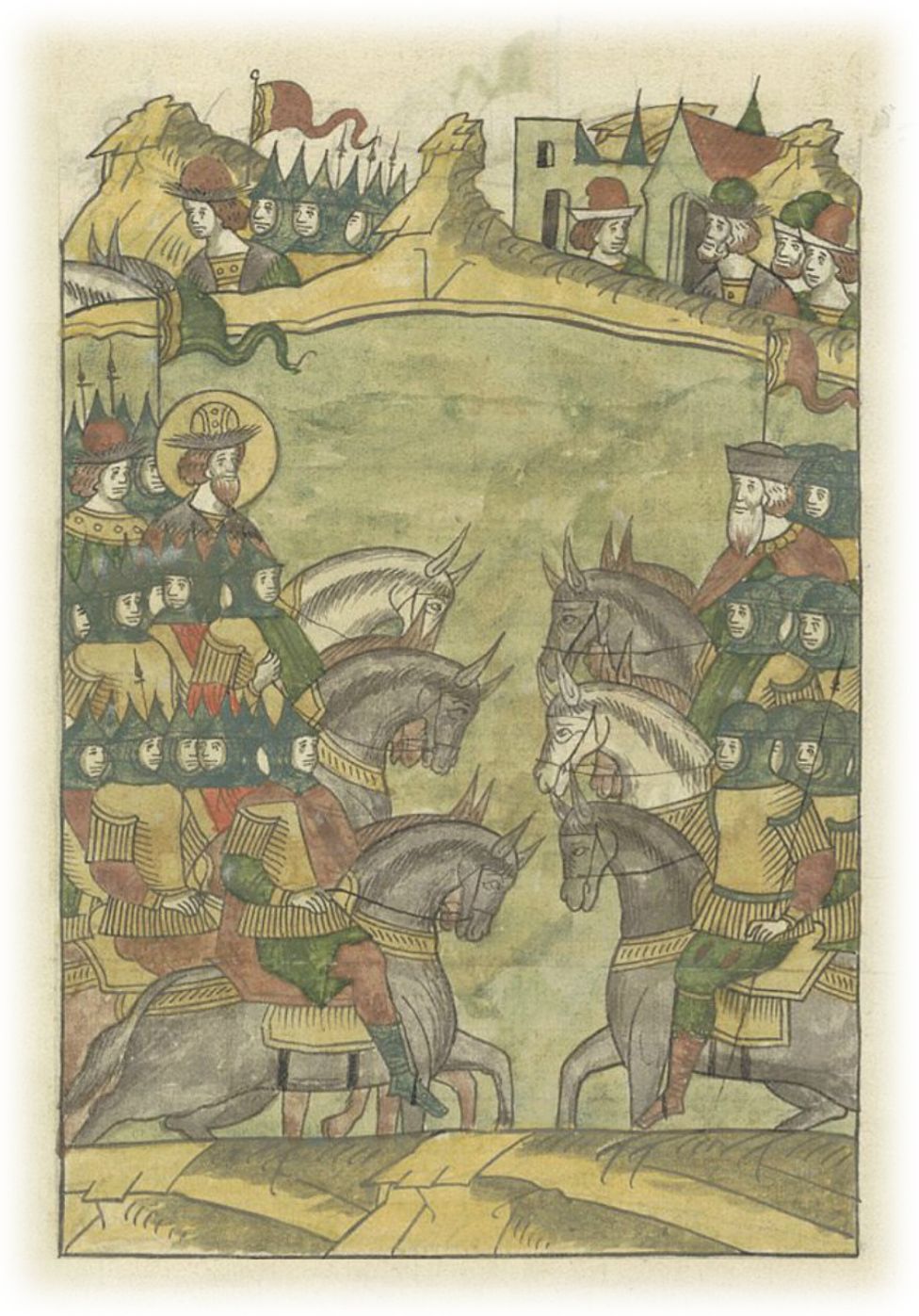 Ледовое побоище. Войско князя Александра Ярославича сходится с немцами на Чудском озере. Отец Александра великий князь Ярослав Всеволодович присылает ему на помощь младшего брата князя Андрея с войском. 