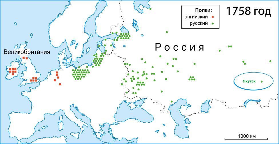 Русские и британские полки 1758 г.