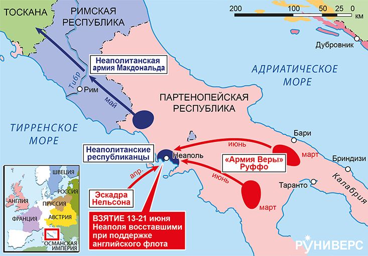 Действия в Центральной и Южной Италии, март–июнь 1799 г.