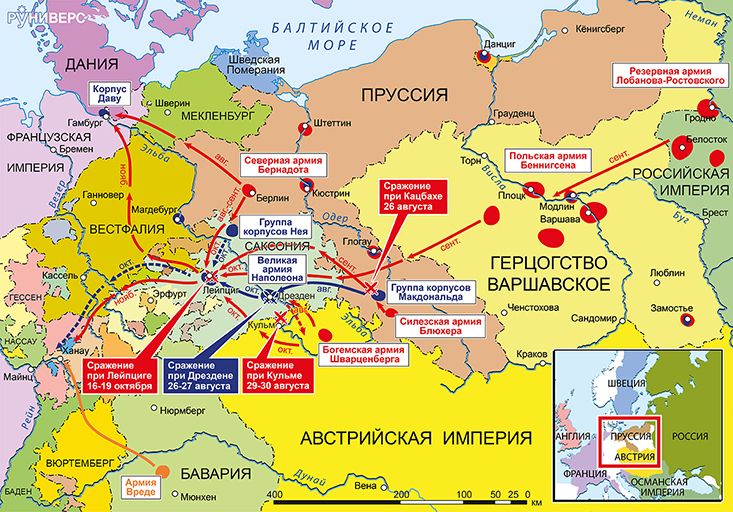 Действия в Германии, август-ноябрь 1813 г.