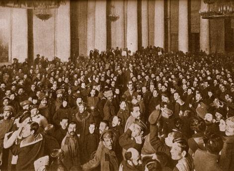 Председатель Государственной Думы Родзянко среди чинов армии и флота, перешедших на сторону Временного правительства. К.Булла. Журнал "Нива" № 12 за 1917 год