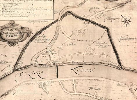 План Пскова, составленный шведским офицером Э. Пальмквистом в 1673 г.