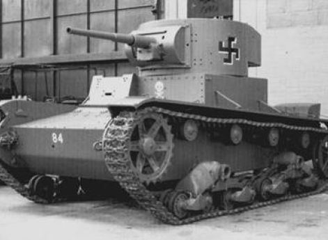 Трофейный советский танк Т-26 на вооружении финской армии. 1941 г.