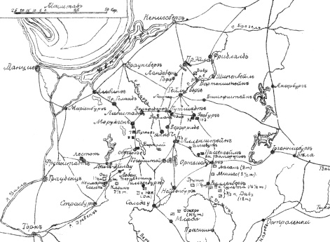 Театр военных действий в 1806-1807 годах. Показано положение 19 и 26 января