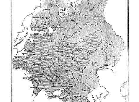 Плотность населения в Европейской России (по данным за 1890 год)