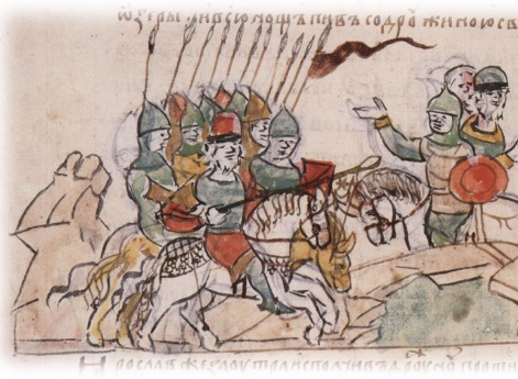 Подстрекательство воеводой Святополка Владимировича новгородцев к наступлению; решение новгородцев вместе с Ярославом Владимировичем начать сражение на другой день утром.