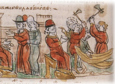 Рассечение новгородцами ладей Ярослава Владимировича, чтобы воспрепятствовать его побегу за море; обращение новгородцев к Ярославу с призывом продолжить борьбу против Болеслава и Святополка Владимировича.