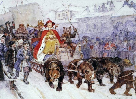 Большой маскарад в 1772 году на улицах Москвы с участием Петра I и князя-кесаря И.Ф.Ромодановского.