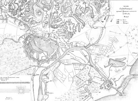 Осады крепостей. План осады Данцига, произведенной русскими войсками в 1734 году