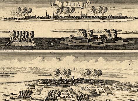 Вид и план осады Риги 14 июля 1710 года