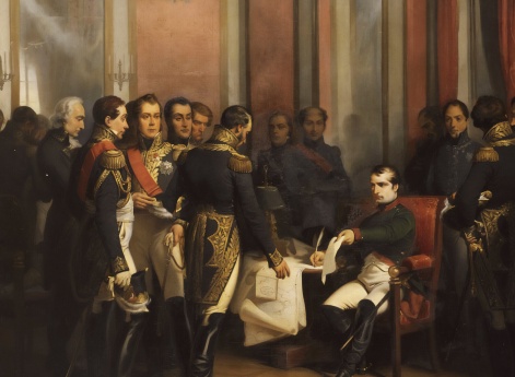 Наполеон подписывает отречение в Фонтенбло 11 апреля 1814 г.