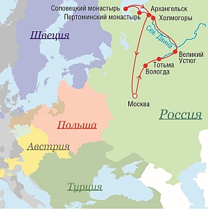 Маршрут поездок Петра I в 1694 г.