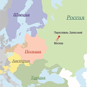 Маршрут поездок Петра I в 1692 г.